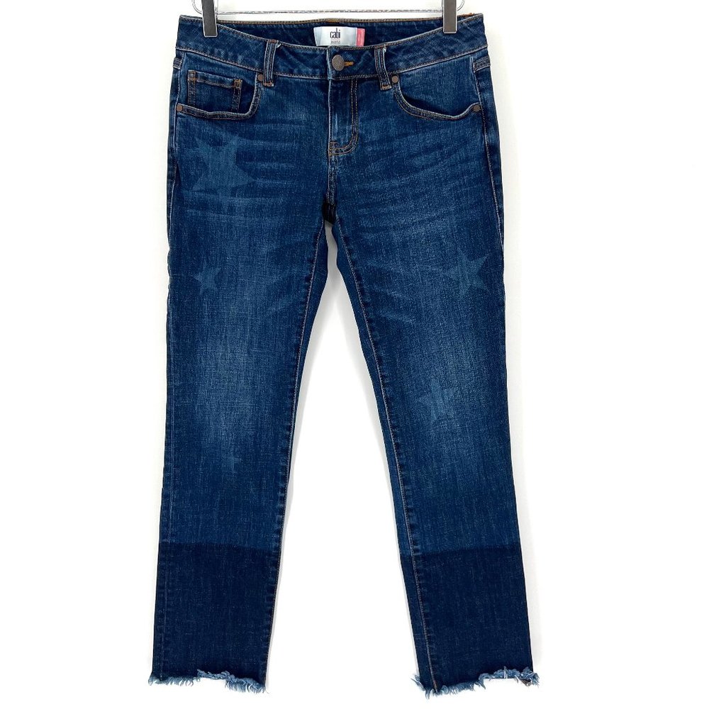 Cabi 3937 Slim‎ Boyfriend Jean Star Print Raw Hem Denim Celebrity Wash Size 2